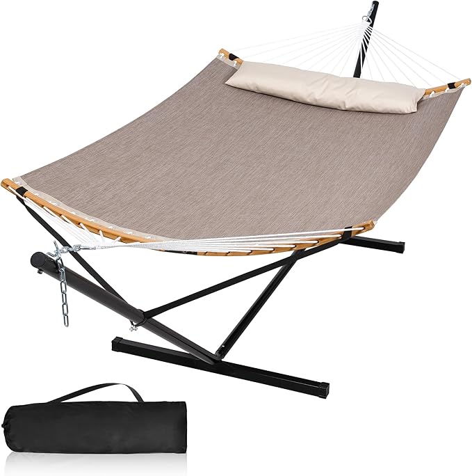 Quick Dry Hammock with Stand Included, Heavy Duty Hammock with 12FT Hammock by MansionHome