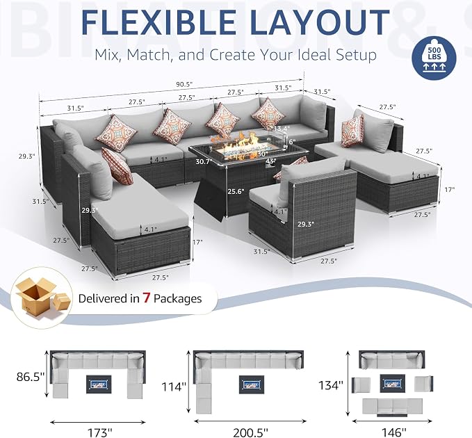 NICESOUL 11 Piece Outdoor Furniture Set - Image 6