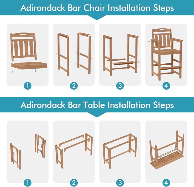 Ciokea 3 Pcs Outdoor Bar Height Table Set, Heavy-Duty All-Weather HDPE Patio - Image 9
