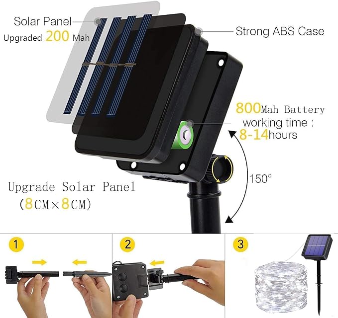 Lezonic Solar String Lights for Outside, 2 Pack Total 240LED Solar Lights - Image 4