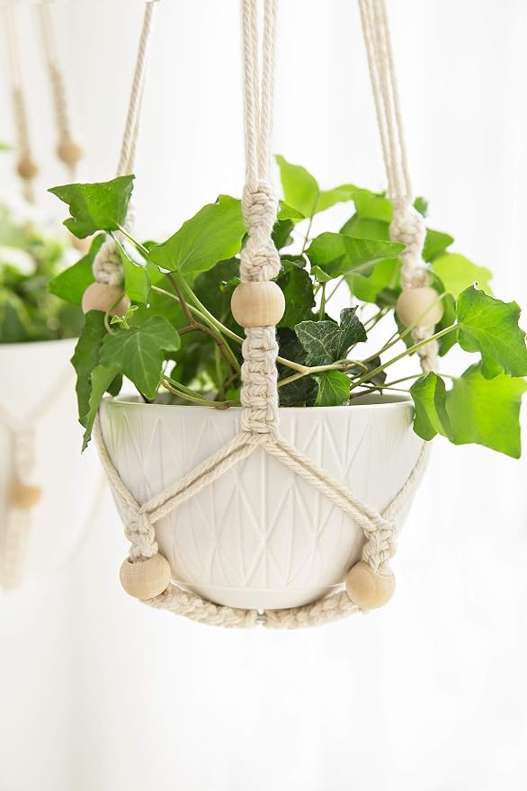 Mkono 3 Pack Macrame Plant Hangers Indoor Different Size Hanging Planter Basket - Image 9