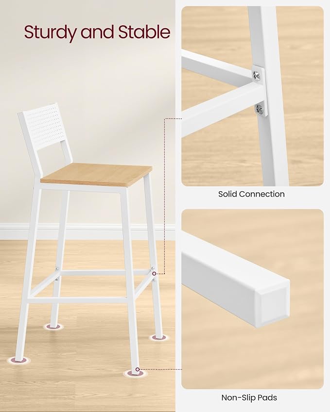 VASAGLE Bar Stool Set of 2, Bar Chairs - Image 7