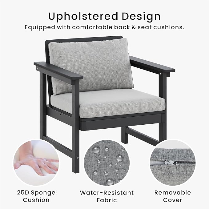 5-Piece Patio Conversation Sets, Weatherproof HDPE Sectional Furniture Set - Image 7