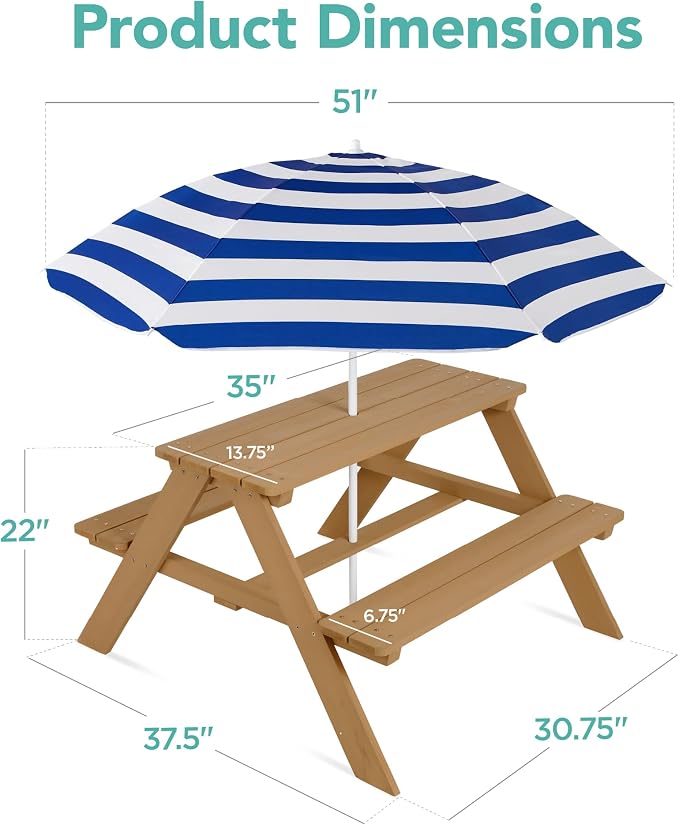 Best Choice Products Wooden Kids Picnic Table - Image 3