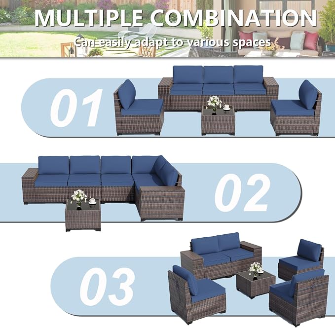ALAULM 6 Pieces Patio Furniture Set, Oversized Seat/Armrest and High Back - Image 7