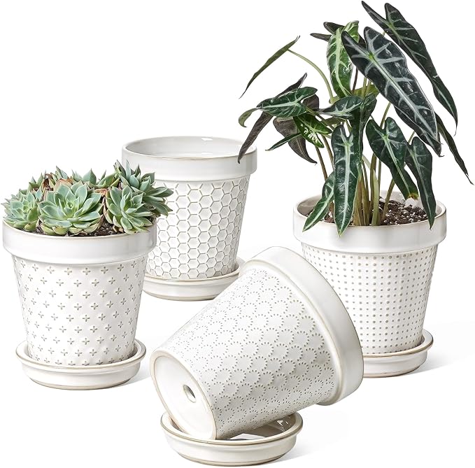 LE TAUCI Ceramic Plant Pots, 6 Inch Flower Pot by LETAUCI