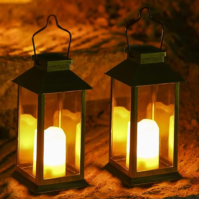 Tomshine 2 Pack Solar Lanterns, Outdoor Garden Hanging Lanterns, 11.8 Inch LED - Image 2