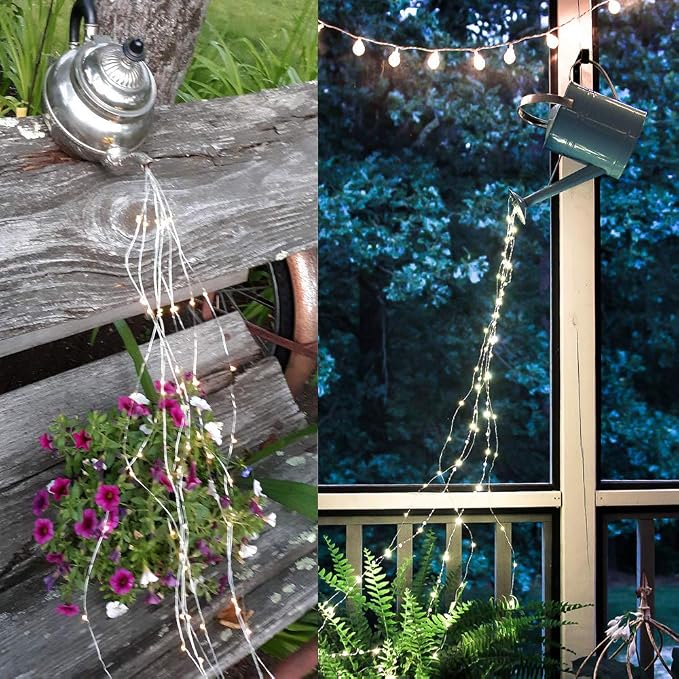 Solar Fairy Lights Outdoor White, Waterproof Solar Powered Waterfall Lights - Image 6