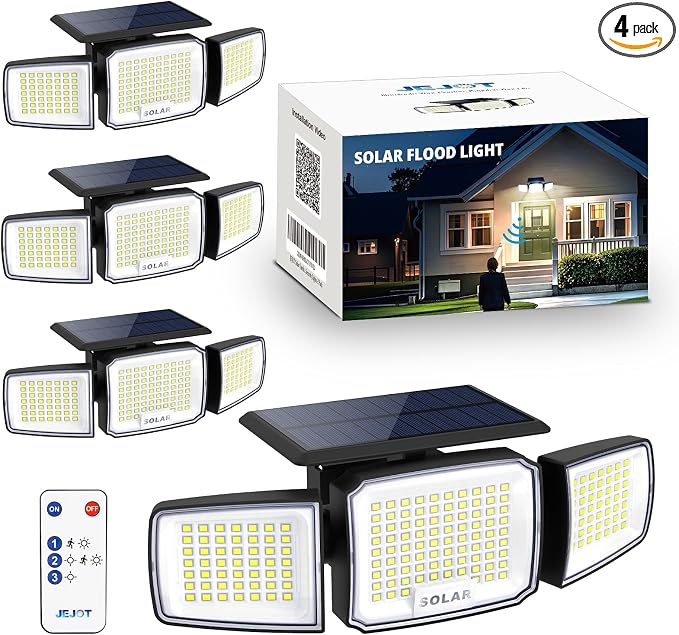 Solar Security Light Outdoor Super Bright LED, Motion Sensor Flood Light by JEJOT