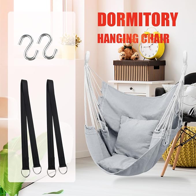 Hommtina Hammock Chair Hanging Rope Swing, Max 300 Lbs Hanging Chair - Image 7
