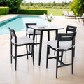 Modern 5PCS Outdoor Patio Bar Set, Rounded Square 35.4'' Sintered Stone Table & by Unknown