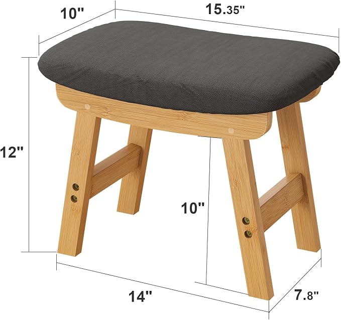 Gray Small Soft Footrest Ottoman - Image 3