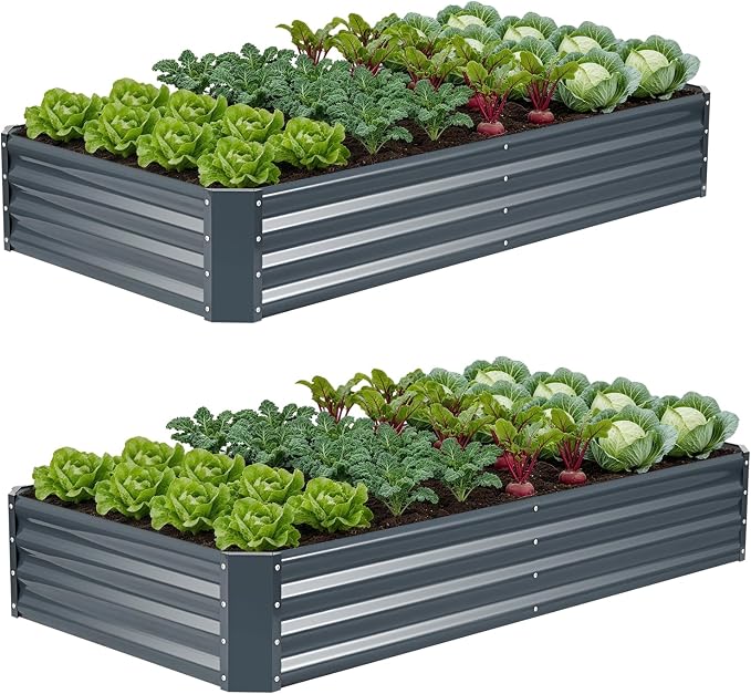 ZORMY 2Pack 6×3×1ft Galvanized Raised Garden Bed Kit, Metal Planter Boxes by ZORMY