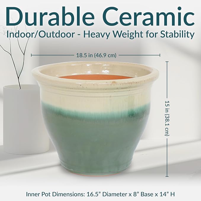 Sunnydaze Large Ceramic Plant Pot - Image 5