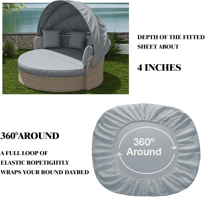 Outdoor Daybed Cushion Cover, Outdoor Waterproof and Fade-Resistant Sun Bed - Image 5