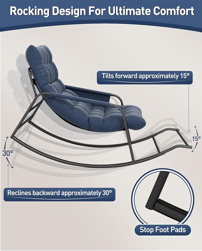 Oversized Indoor Rocking Chair, Plush Papasan Chair - Image 5