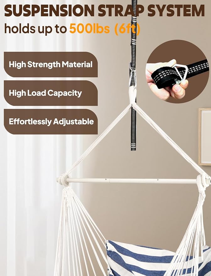 Chihee Hammock Chair Hanging Swing Max 500 Lbs 2 Cushions Included Metal - Image 3