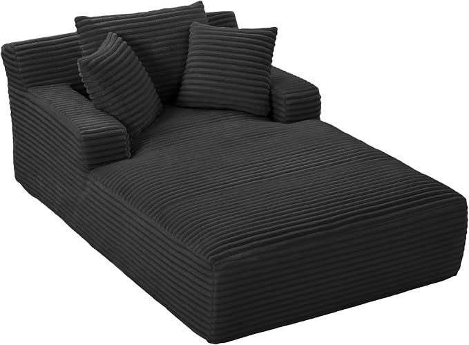 80 Inch Chaise Lounge Chair Indoor, Oversized Corduroy Upholstered Boneless - Image 6