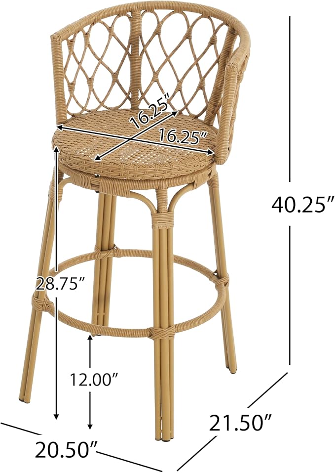 Christopher Knight Home Harrison 28.75"H Outdoor Barstools Set of 2, Rattan Bar - Image 2
