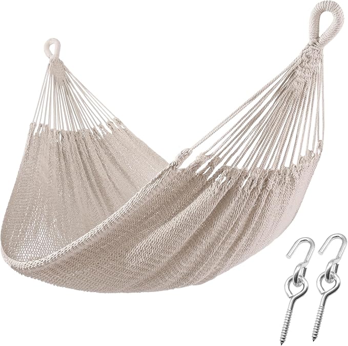 ZEAN Handwoven Hammock by Thick Cotton Rope XXL Two Person Hammock by ZEANTZ.