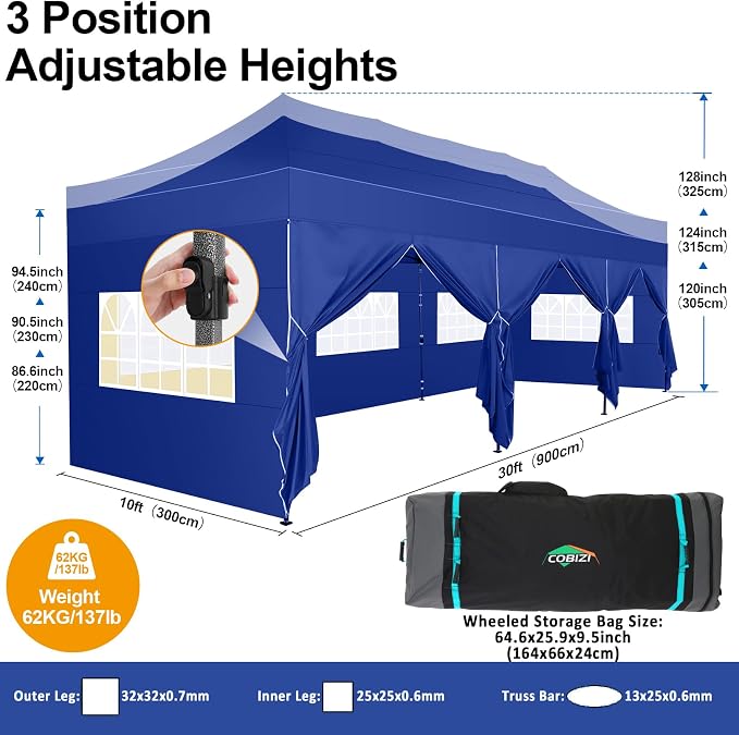 COBIZI 10x30 Pop up Canopy Tent 10x30 Canopy - Image 6