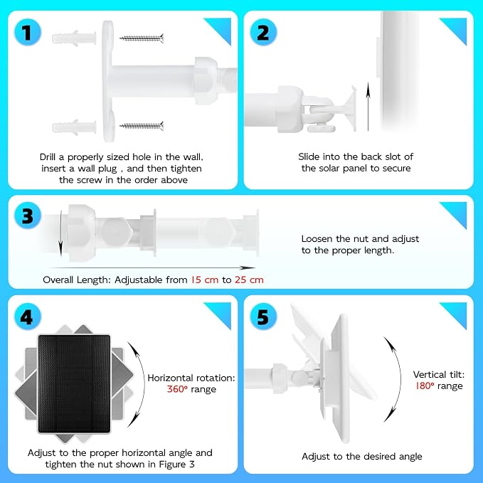 Solar Panel for Ring Camera, 6W Solar Charger Compatible - Image 6