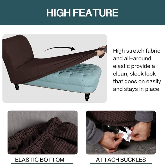 FantasDecor Chaise Lounge Cover Stretch Armless Chair Slipcover - Image 5