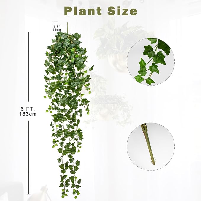 Hollyone Artificial Hanging Plants 6FT Fake Ivy Vine Faux Ivy Leaves Hanging - Image 2