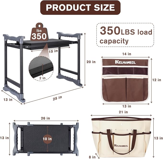 Garden Kneeler and Seat, Extra Wide Thick EVA Pad, Heavy Duty Foldable Garden - Image 2