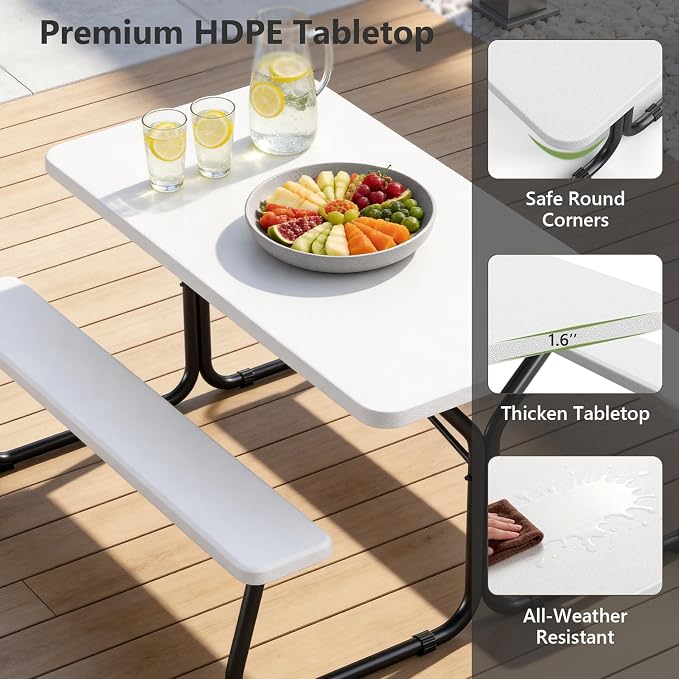 Picnic Table, 6 FT Outdoor Picnic Table - Image 6