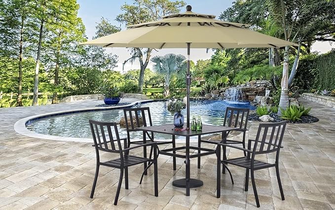 PHI VILLA 5 Pieces Outdoor Metal Dining Set - Image 6
