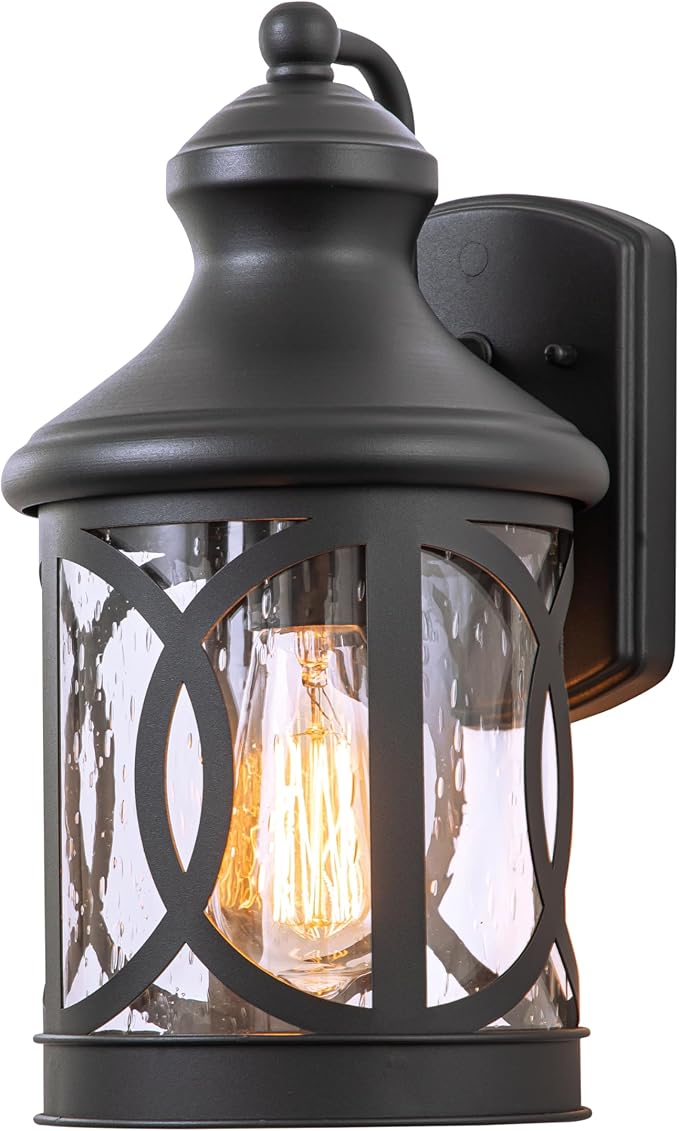 Outdoor Wall Sconce, Waterproof Exterior Light Fixture, Matte Black Porch by Laplusbelle