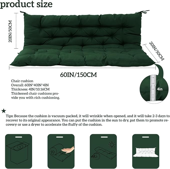 Outside Benches Cushion with Backrest, Thicken Waterproof Swing Cushions 2/3 - Image 5