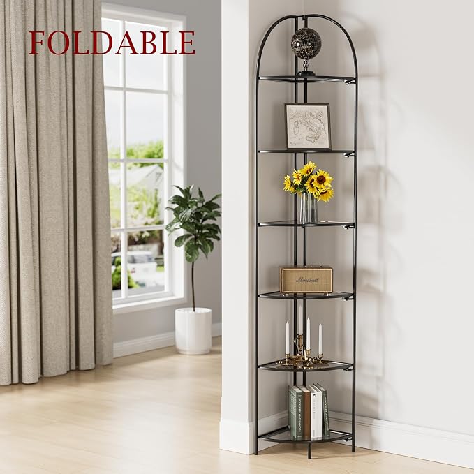 Crofy Foldable 6 Tier Corner Shelf, Metal Corner Plant Stand - Image 2