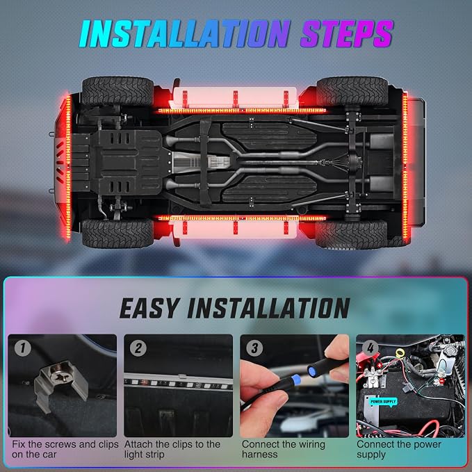 Nilight 8Pcs Aluminum Underglow Neon Accent Strip Lights 396 LEDs RGB Door - Image 6