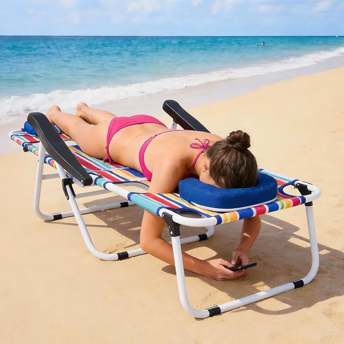 ABORON Tanning Chair with Face Hole, 5-Position Adjustable Reclining Beach - Image 7