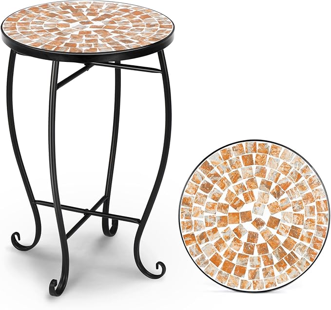 VINGLI Mosaic Outdoor Side Table, Accent Table, Plant Stand Ideal by VINGLI