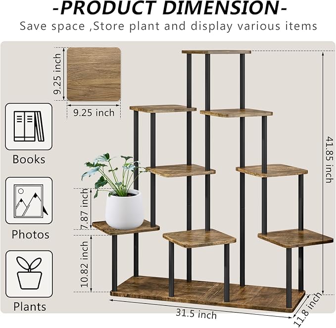 AZERPIAN Plant Stand 9 Tier Indoor Metal Flower Shelf - Image 4
