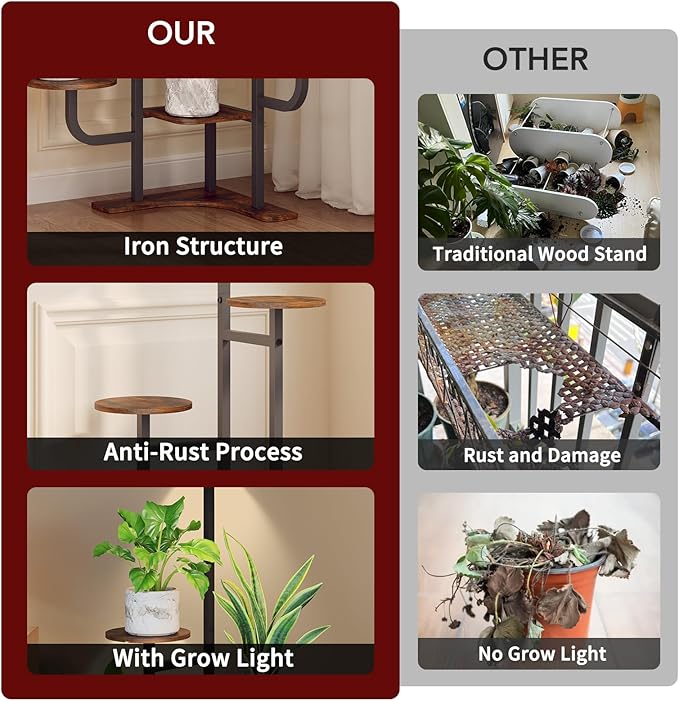 Corner Plant Stand with Grow Light - Image 5