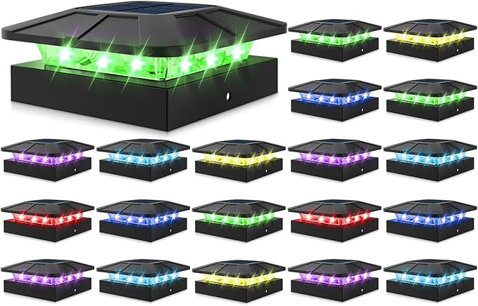 Peasur 4x4 Solar Post Cap Lights RGB Color Changing, 20 Pack Outdoor LED Fence by Peasur