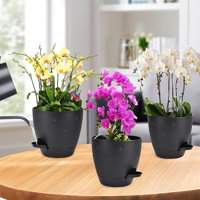 6 Inch Orchid Pots with Holes, 2 Pack Self Watering Planters - Image 6