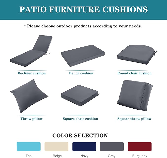 Chaise Lounge Cushion Outdoor, Waterproof and Stain-Resistant Lounge Deck - Image 9
