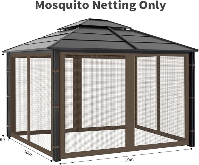 Gazebo Replacement Mosquito Netting Outdoor Universal Gazebo Canopy 4-Panels - Image 3