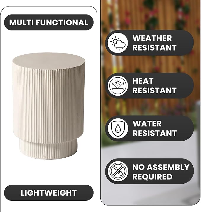 LeisureMod Modern Side Table Round Fiberstone Top Accent End Table - Image 5