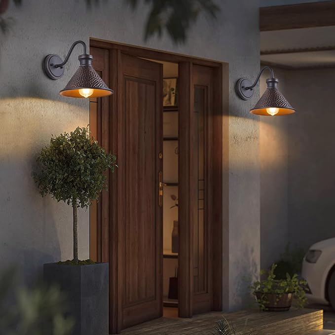 Gooseneck Outdoor Wall Light Fixtures, Industrial Oil-Rubbed Bronze Exterior - Image 3
