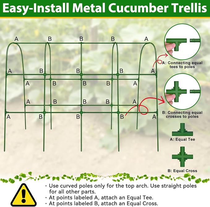 Cucumber Trellis for Raised Bed, Metal Arch Plant Support, Vegetables Trellis - Image 5