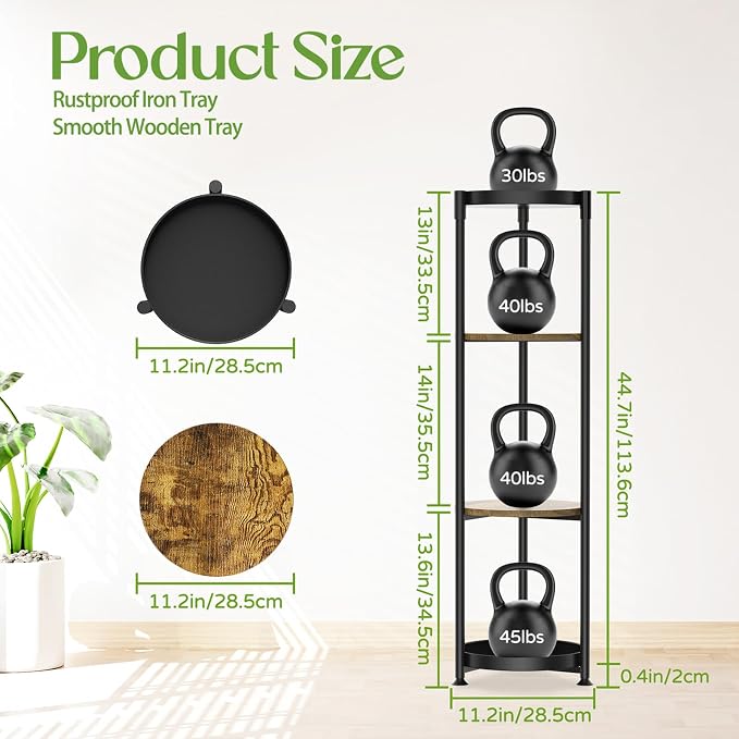iDavosic.ly 4 Tier Corner Plant Stand Indoor, 45 Inch Tall Vertical Metal - Image 2