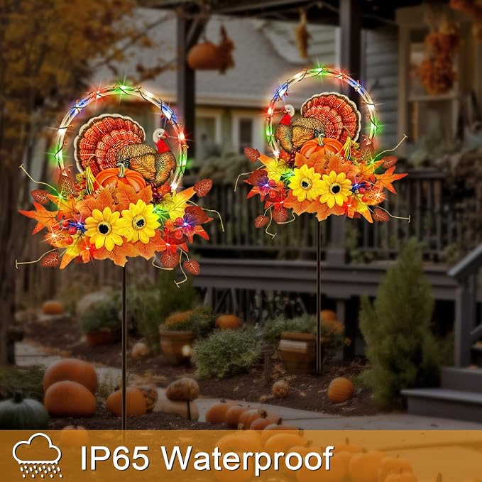 Solar Thanksgiving Turkey Outdoor Decor - Image 3