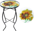 VCUTEKA Patio Side Table Outdoor Accent Table Bistro Coffee Table Plant End by VCUTEKA