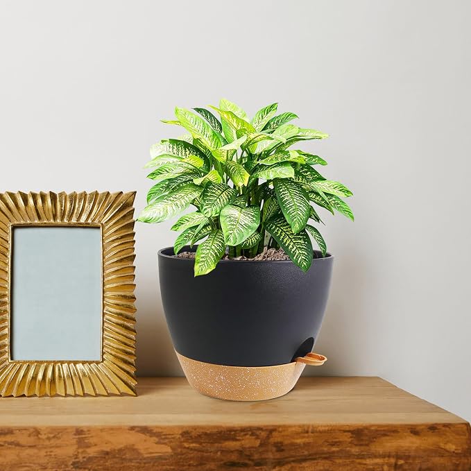 8 inch Self Watering Pots, 2 Pack Plastic Planters - Image 7